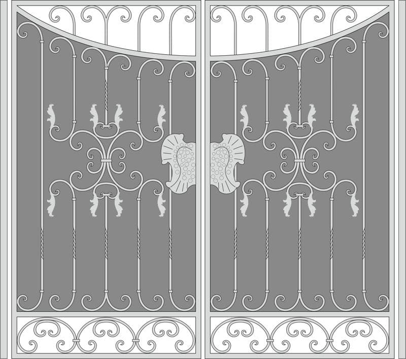Elegant Wrought Iron Gate Vector Design for CNC