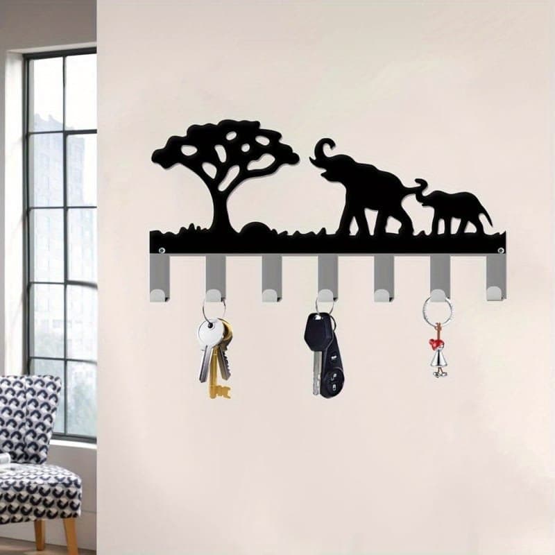 Elephant Family Safari Wall Key Rack Vector File (DXF, SVG)