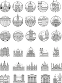 European Landmark Skyline Vector Collection for Laser Cutting