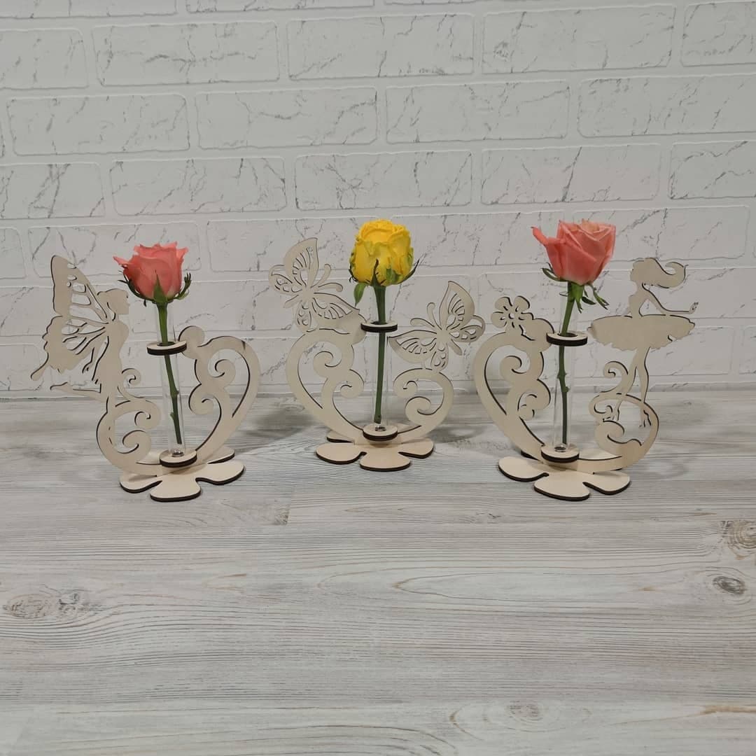 Fairy and Butterfly Flower Vase Stand Laser Cut SVG File