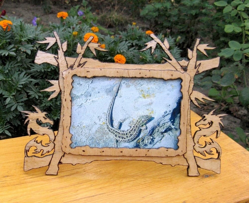 Fantasy Dragon Picture Frame Laser Cut Vector File
