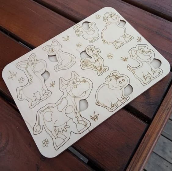 Farm Animal Wooden Peg Puzzle Laser Cut Vector File
