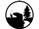Fishing Scene Circular Metal Wall Art DXF Vector File