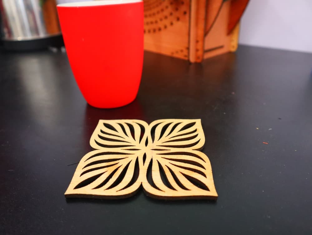 Floral Leaf Tea Cup Coaster - Laser Cut DXF Vector Template