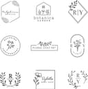 Floral Logo Design Set Vector Collection for Laser Cutting