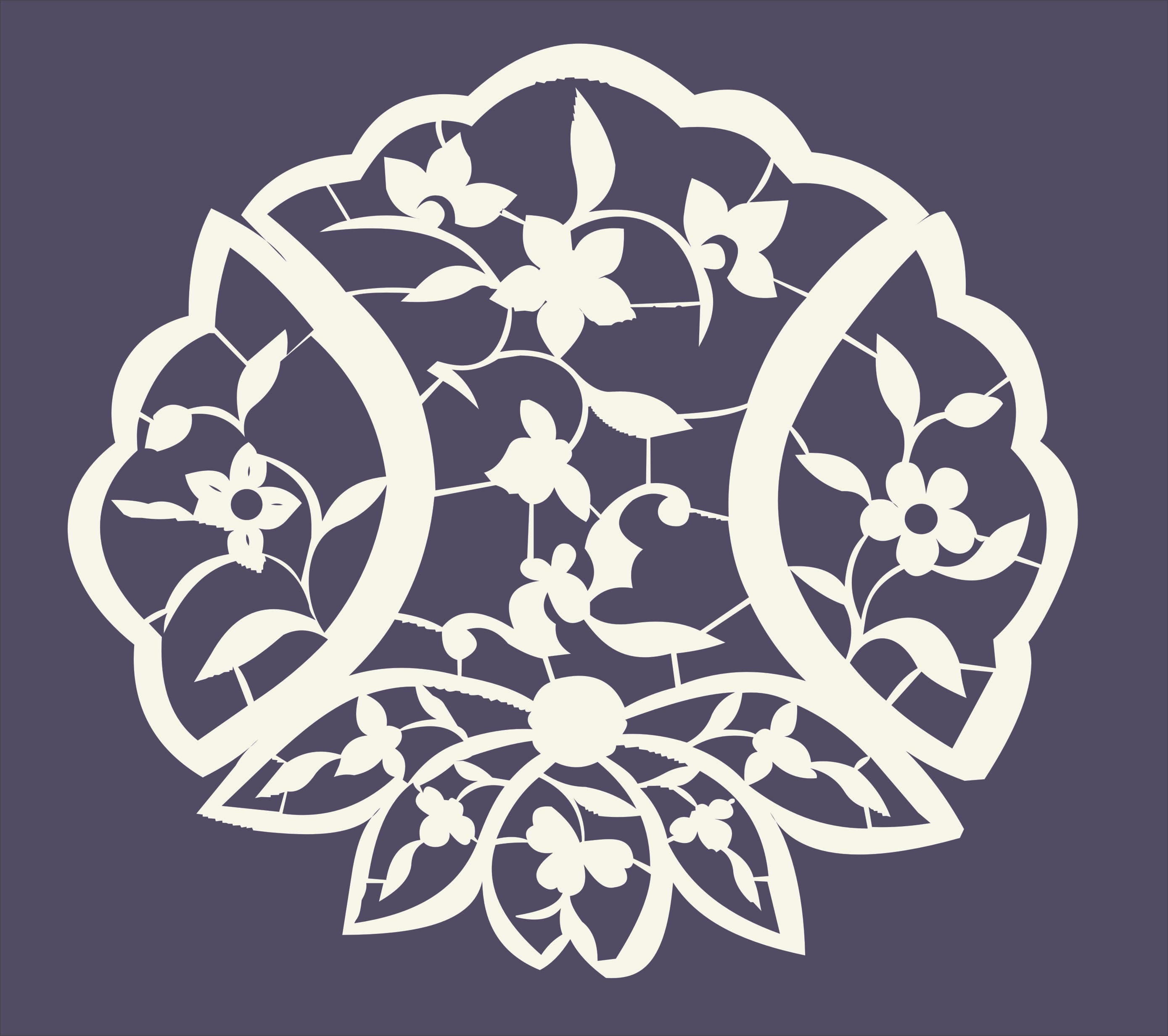 Floral Mandala Laser Cut Design SVG DXF Vector File