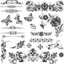 Floral Ornaments and Insects Vector Set for Laser Cutting