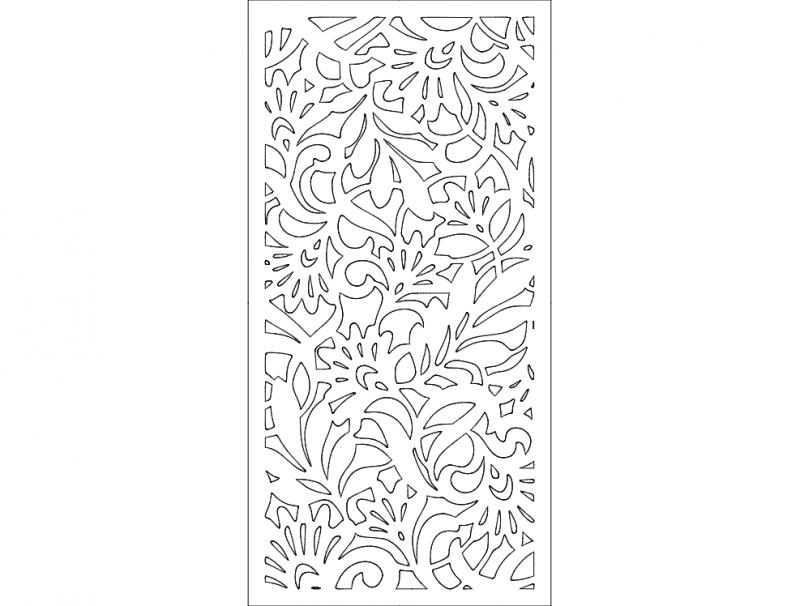 Floral Pattern Decorative Room Divider DXF Vector File