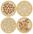 Floral Round Coaster Set Laser Cut Vector File