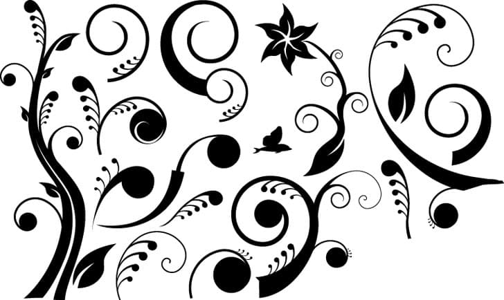 Floral Swirls and Flourish Elements Free Vector File
