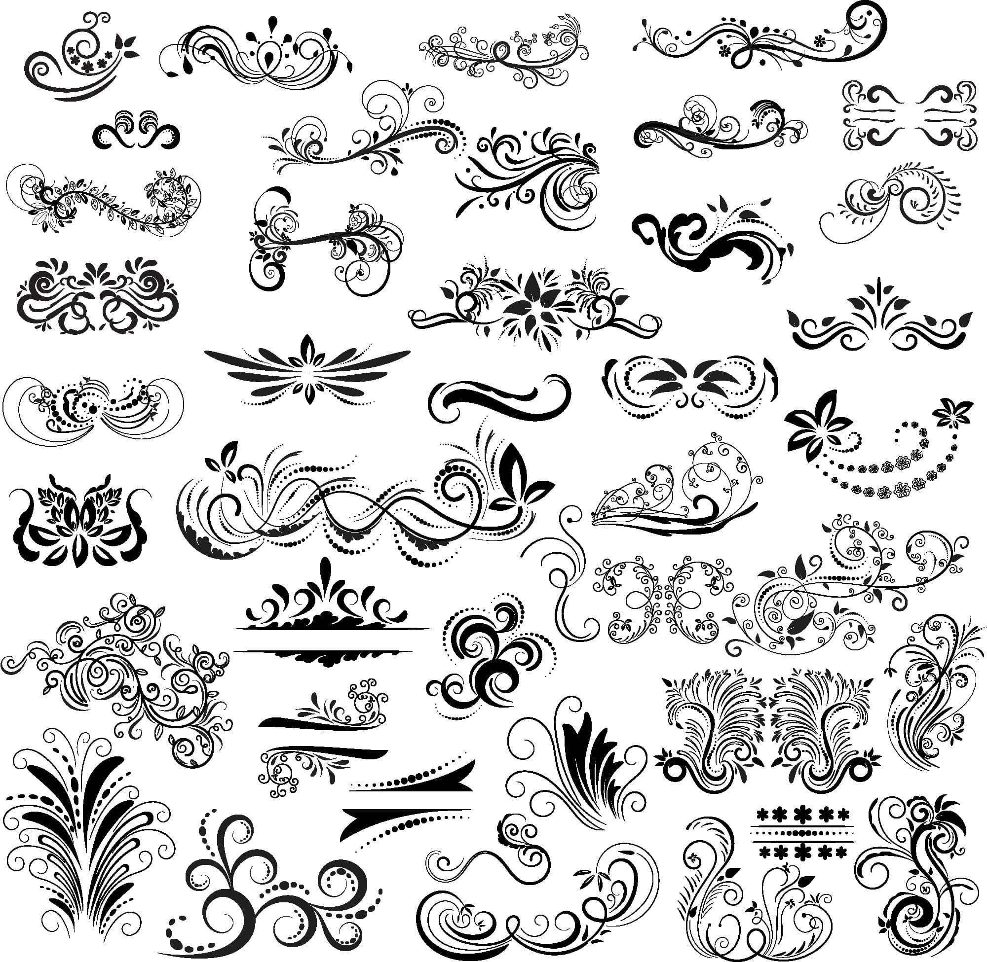 Floral Swirls and Flourish Vector Collection for CNC