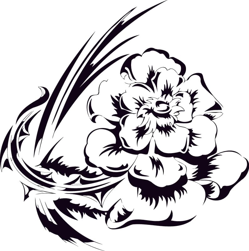 Floral Tattoo Style Vector Illustration - Free CNC Design
