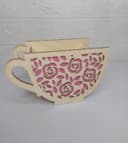 Floral Tea Cup Organizer Laser Cut Vector File