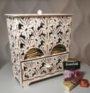 Floral Tea Organizer Box with Drawer Laser Cut Vector File