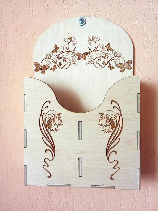 Floral Wall Mount Mail Organizer Laser Cut Vector File