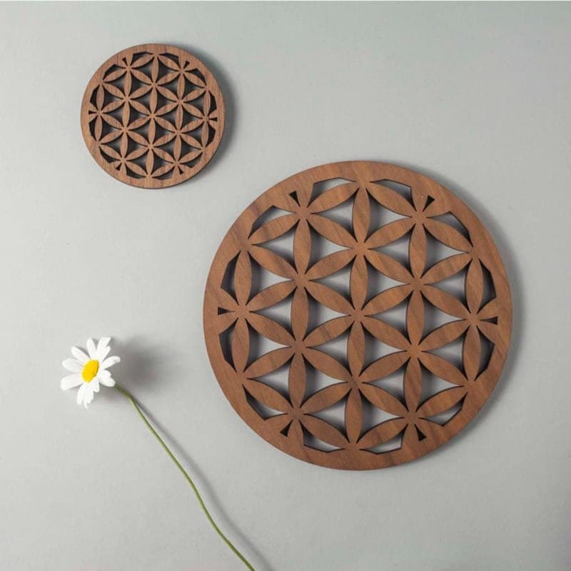 Flower of Life Wooden Coasters Laser Cut Template DXF SVG