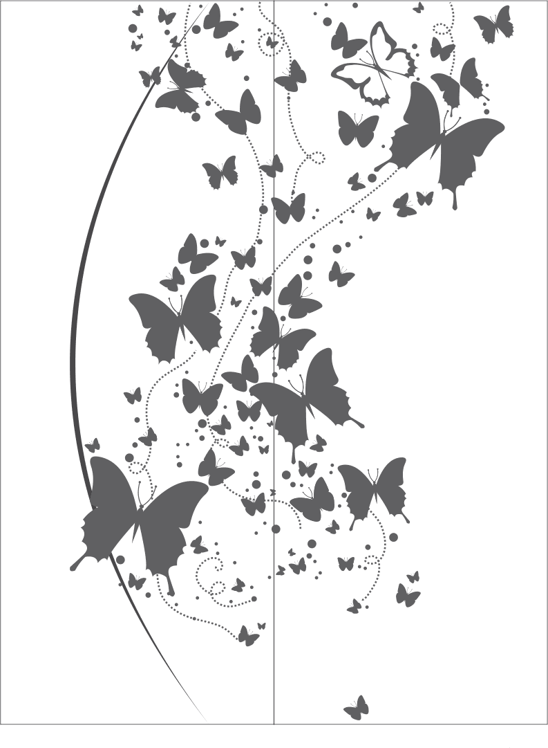 Flying Butterfly Swarm Wall Art Vector Design (DXF, SVG)