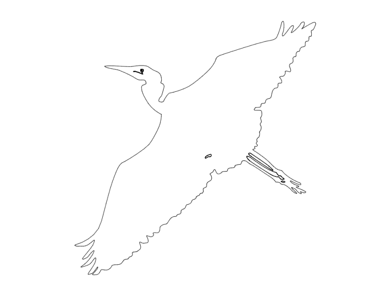 Flying Egret Outline Vector File for Laser Cutting DXF SVG