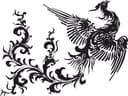 Flying Phoenix Floral Silhouette Vector for Laser Cutting