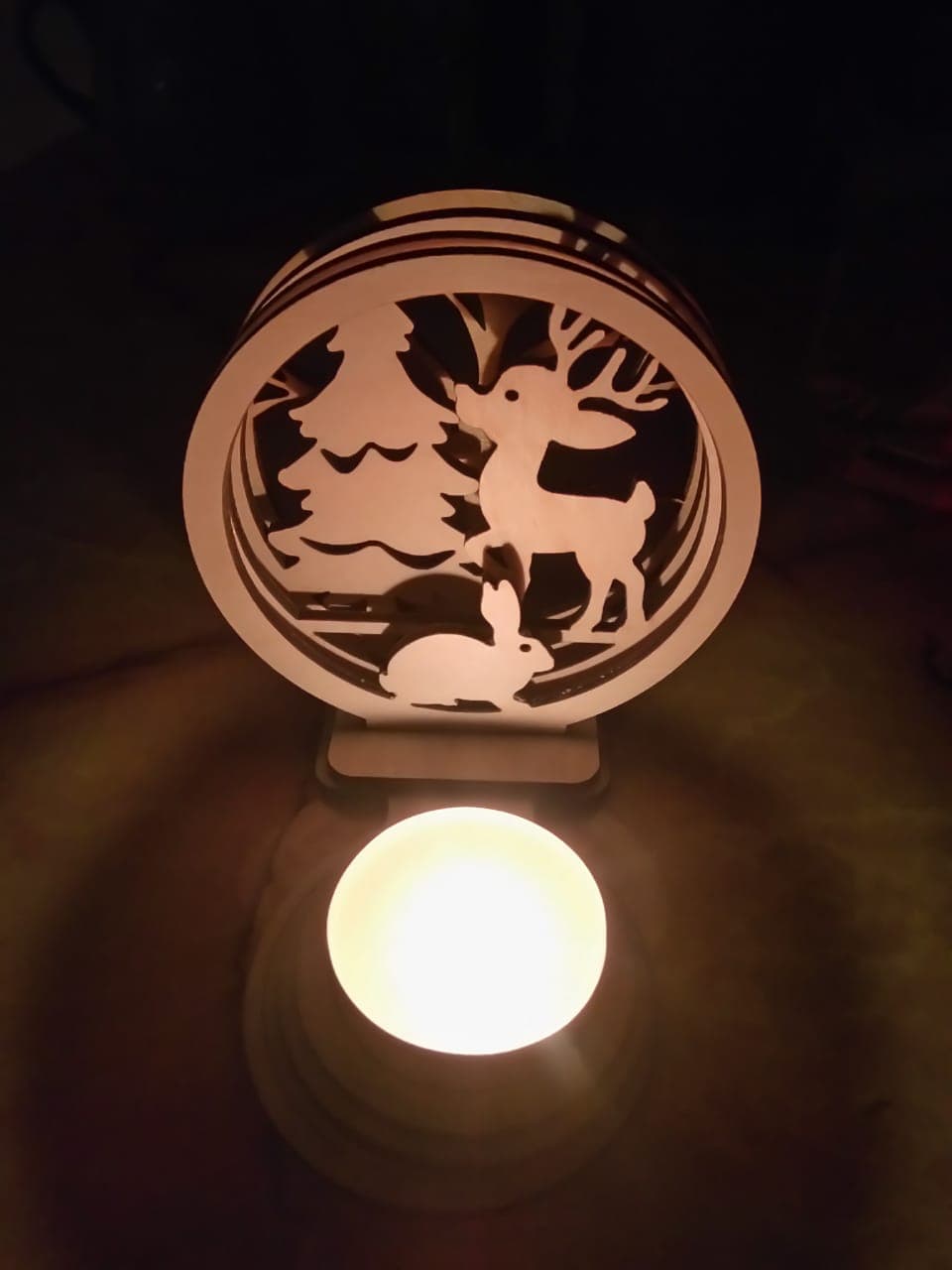 Forest Deer and Rabbit Candle Holder DXF Laser Cut File