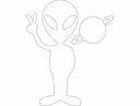 Friendly Alien Giving Peace Sign Vector File for Laser Cutting