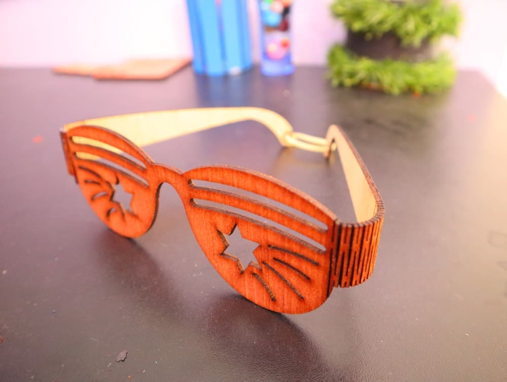 Fun Star-Patterned Wooden Sunglasses Laser Cut Vector File