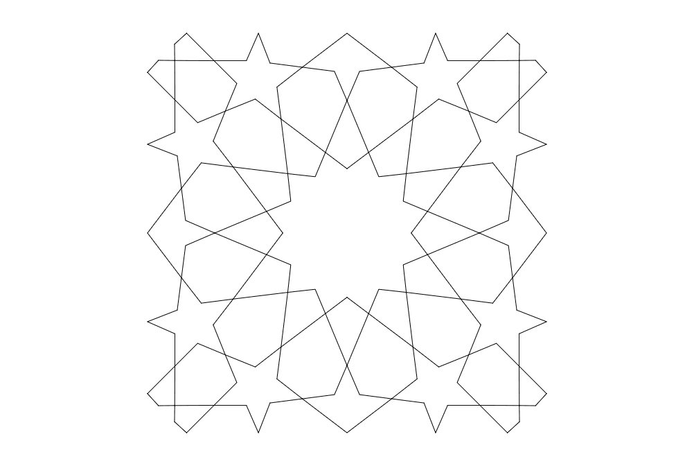 Geometric 12-Point Star Islamic Pattern Vector DXF File