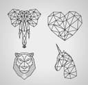 Geometric Animal Head Collection Vector Files for Laser Cutting