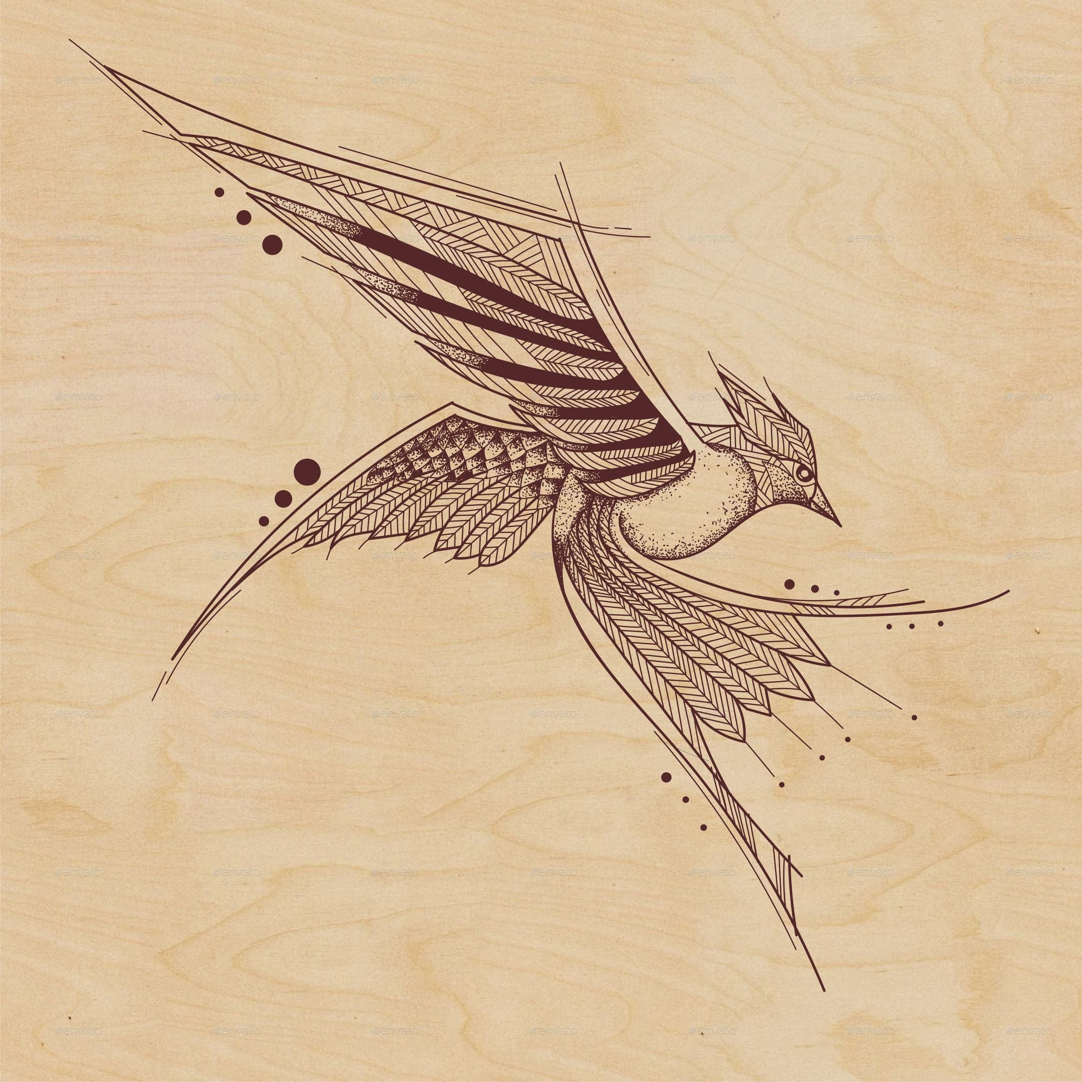 Geometric Bird Stencil Vector for Laser Cutting - Free SVG Download