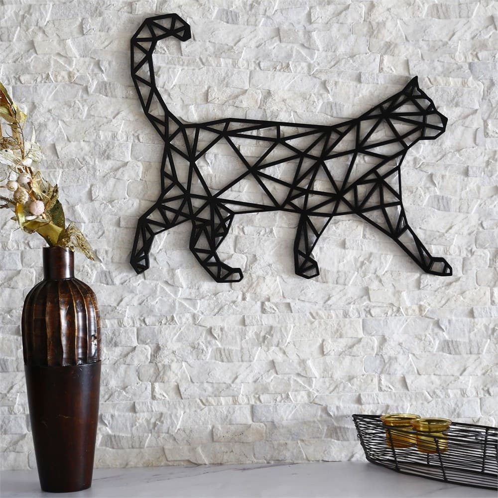 Geometric Cat Wall Decor Laser Cut Vector File