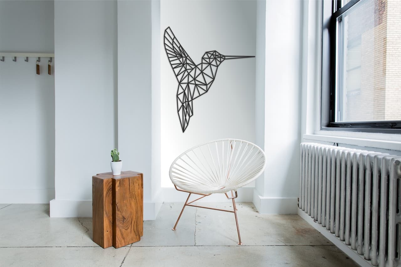 Geometric Hummingbird Wall Art Laser Cut Vector DXF