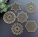 Geometric Islamic Coaster Set Laser Cut Patterns SVG DXF