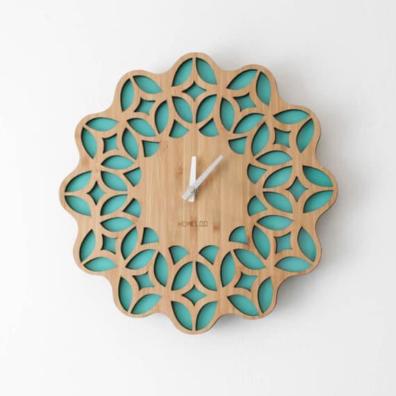 Geometric Layered Wooden Wall Clock DXF Vector File for Laser Cut