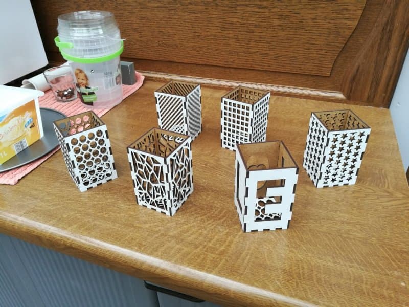 Geometric Pattern Candle Holder Set - Laser Cut Vector SVG