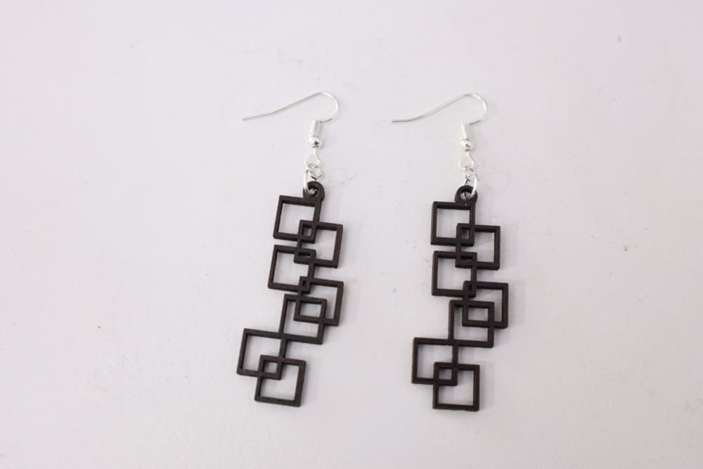 Geometric Square Dangle Earrings Laser Cut Vector DXF File