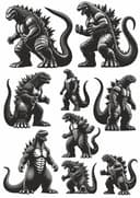 Godzilla Monster Vector Silhouette Set for Laser Engraving CDR