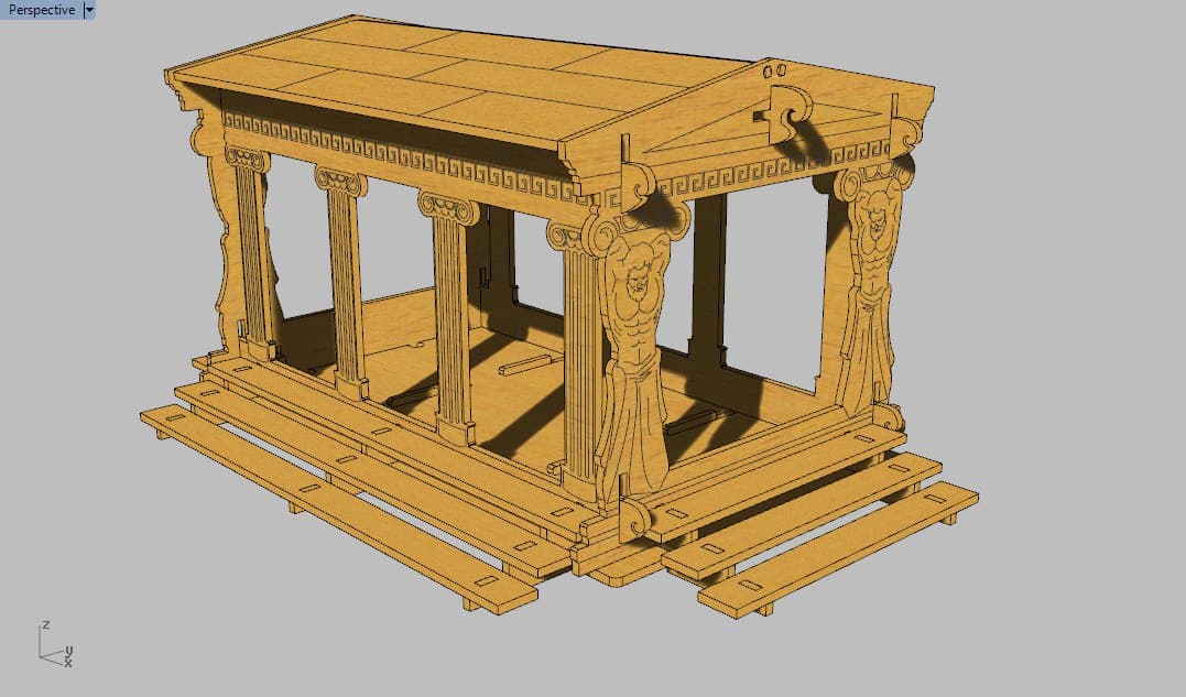 Greek Temple 3D Puzzle Laser Cut Vector File
