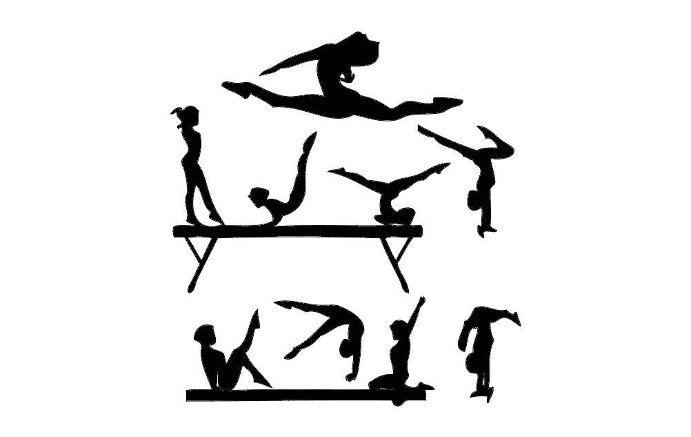 Gymnastics Silhouettes Vector Pack DXF CDR SVG Files