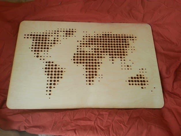 Halftone Dotted World Map Laser Cut Vector File (DXF/SVG)