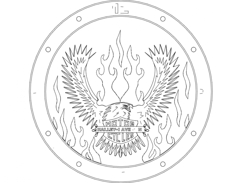 Harley-Davidson Eagle Logo Wall Clock DXF Vector File