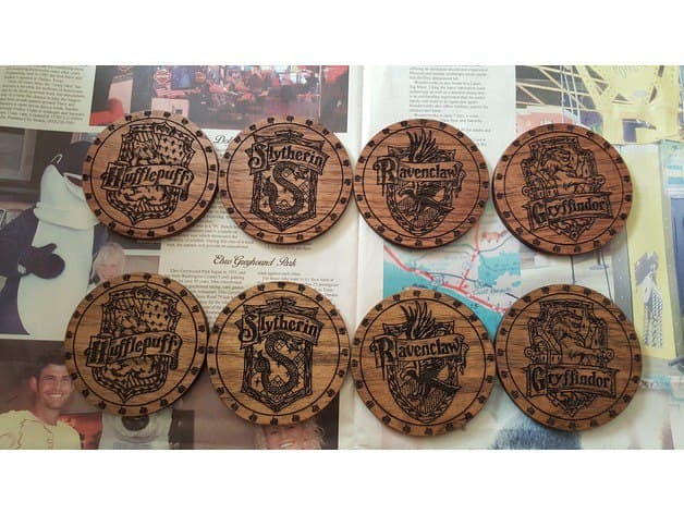 Harry Potter House Coasters Laser Cut Vector File