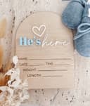 He's Here Baby Birth Announcement Sign Vector File