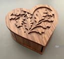 Heart Shaped Jewelry Box with Oak Leaves Laser Cut SVG File