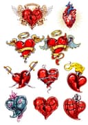 Heart Tattoo Vector Collection for Laser Cutting and Apparel