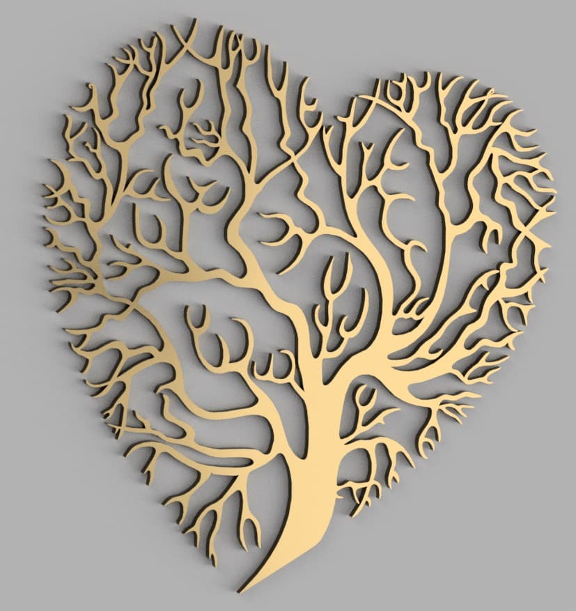 Heart Tree of Life Wall Art Vector File for Laser Cutting DXF SVG