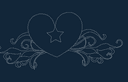 Heart with Star and Floral Flourishes Vector DXF