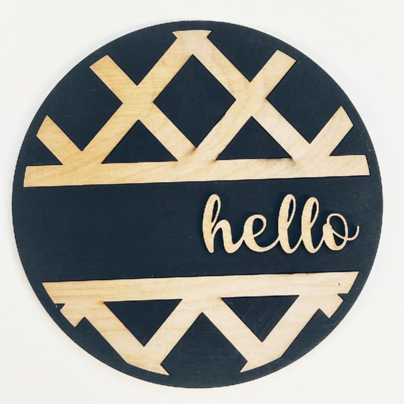Hello Farmhouse Round Door Sign Laser Cut Vector File