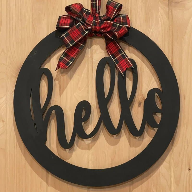 Hello Round Door Sign Laser Cut Vector File