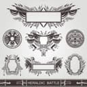 Heraldic Battle Emblems and Frames Vector Set