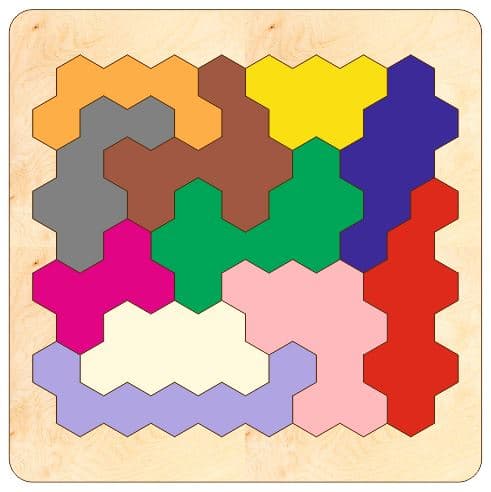 Hexagonal Tangram Brain Teaser Laser Cut File SVG